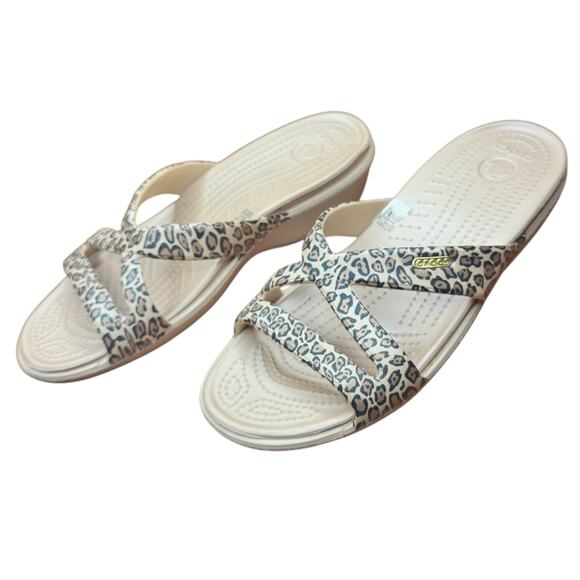 Crocs Women's Patricia II Leopard Print Wedge Slip On Sandal - Size 9 - Picture 3 of 9